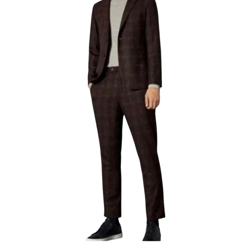 Ted Baker Men's Ddarto‎ Boucle Classic Fit Trousers Brown Pattern 36R